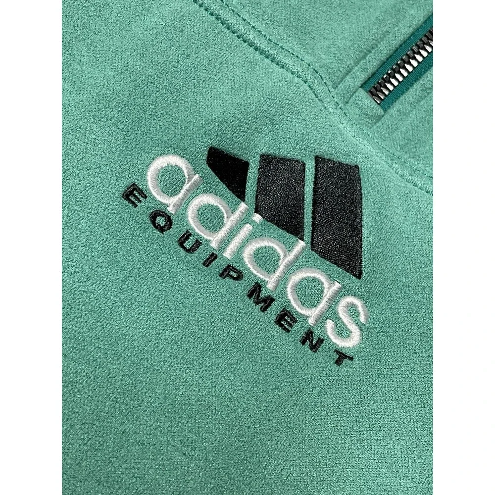 Vintage Adidas Equipment Sweatshirt 1/2 Zip Large Men's 90s Pullover Teal